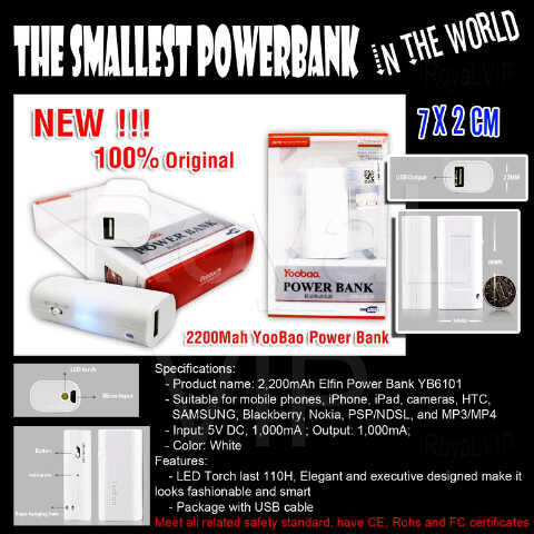 POWERBANK YOOBAO ORI ELFIN YB6101 2200 MAH TERKECIL SEDUNIA | RESELLER DROPSHIPPER