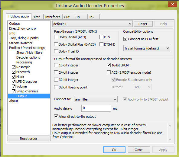 Dolby Headphone/Virtual Speaker 5.1 realtime dengan Graphstudio