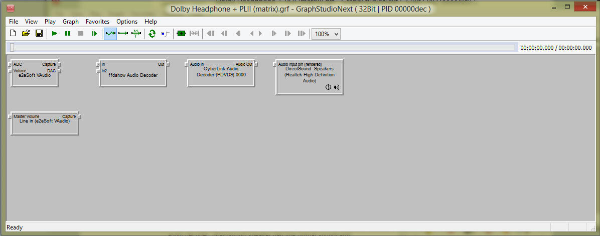 Dolby Headphone/Virtual Speaker 5.1 realtime dengan Graphstudio