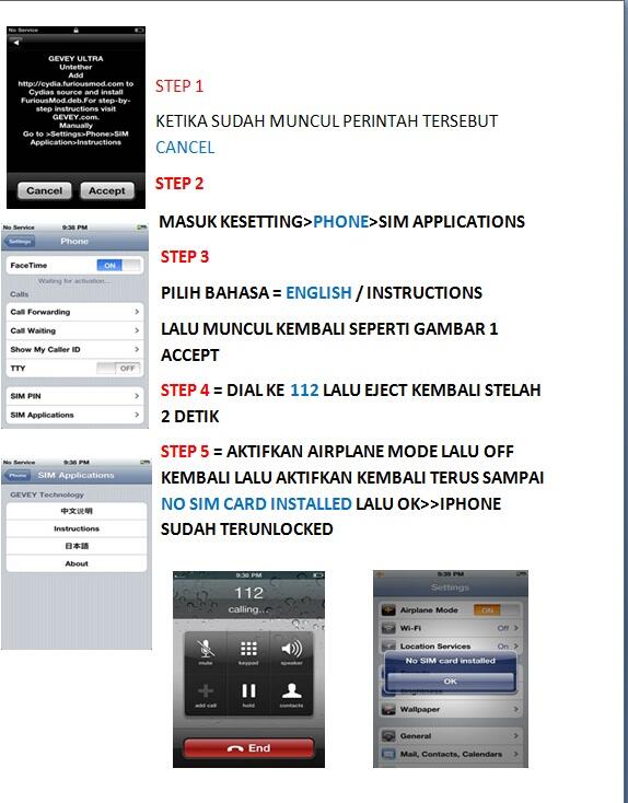 TIPS BUAT UNLOCK IPHONE 4 SU AGAN WITH GEVEY IN BAHASA INDONESIA