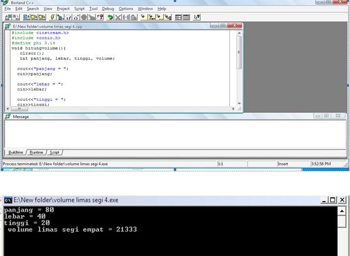 Coding Volume Limas Segi Empat C++