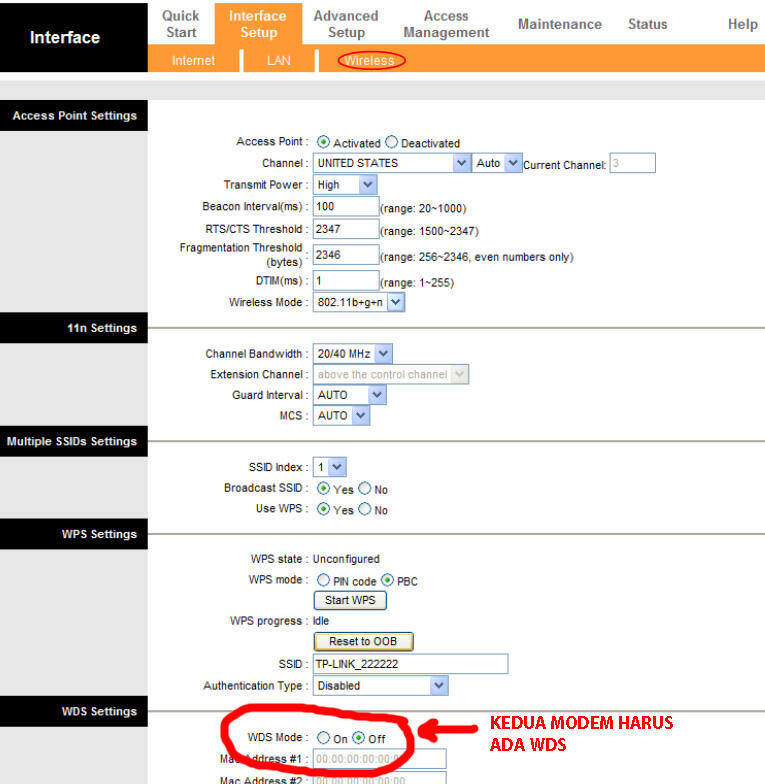 Cara menghubungkan TD-W8151N ke TD-W8151N secara Wireless (WDS)