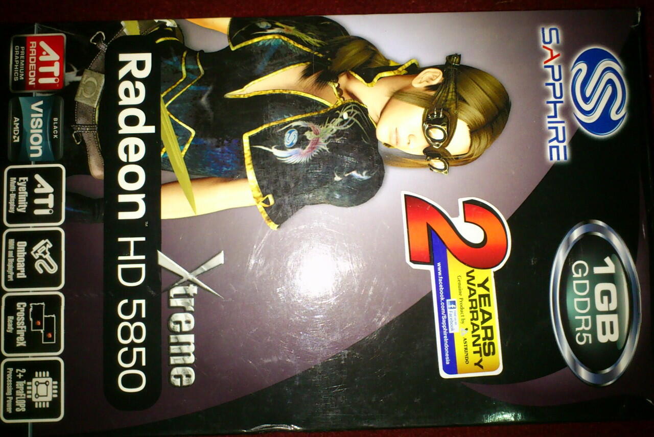 vga gamers/grafis radeon 5850 1gb 256bit direct11 mulus fullset