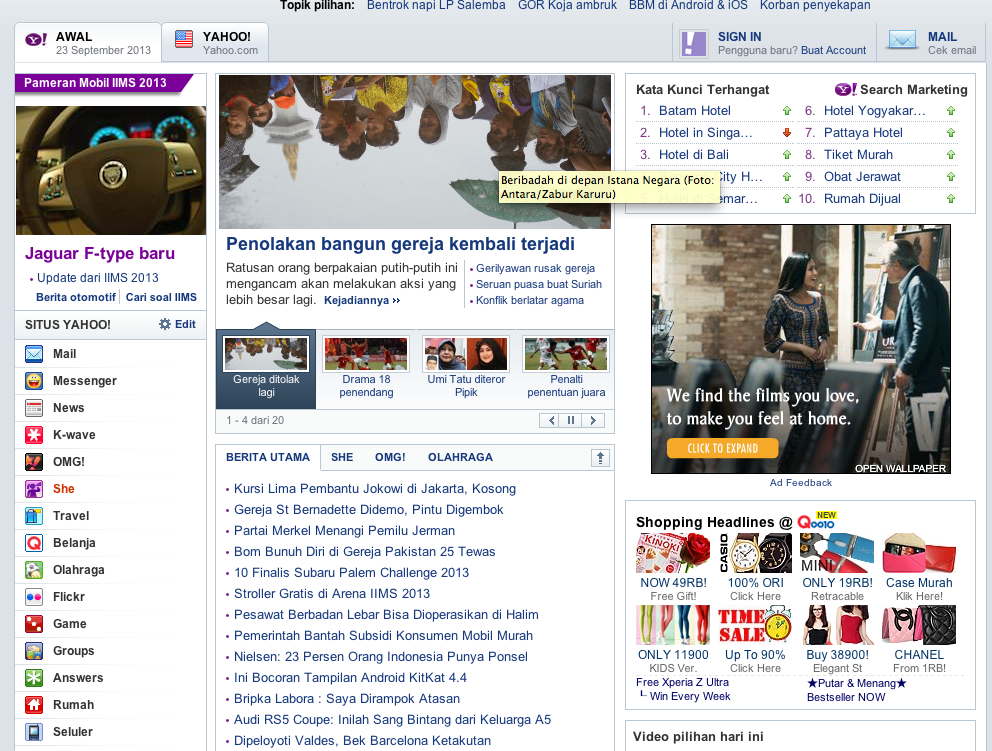Ada yang salah dengan Yahoo pagi ini