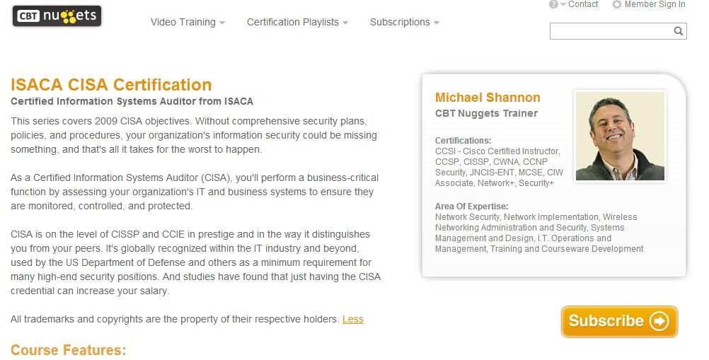 Video Training CBT Nuggets - ISACA CISA Certification ( PC Only )