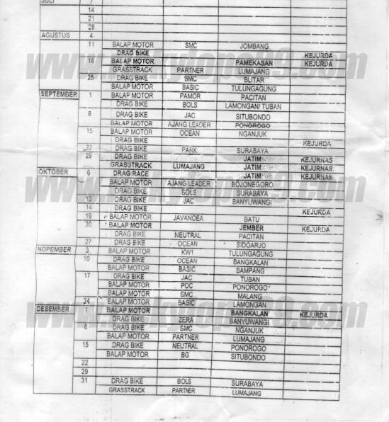 Jadwal IMI Jatim 2013