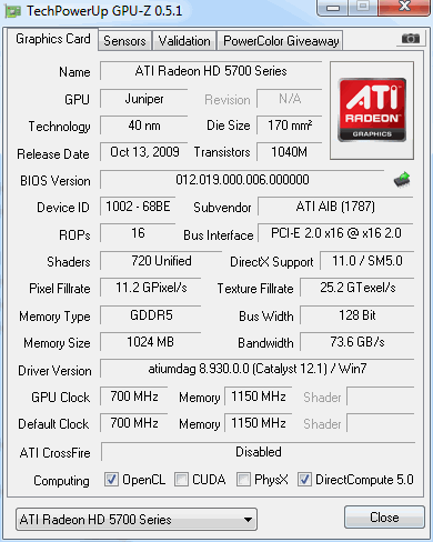 HIS Radeon 5750 1GB GDDR5 iCooler IV (Sangat Mulus)