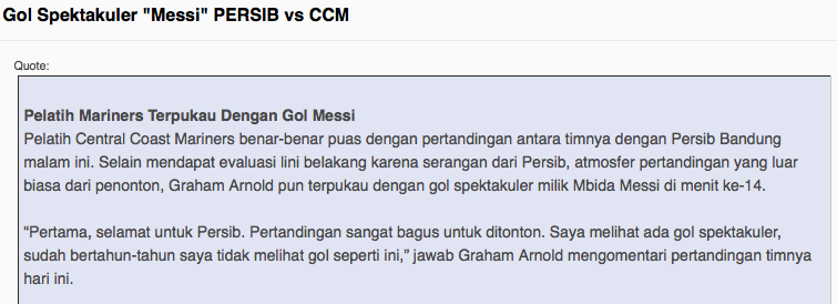 Gol Spektakuler &quot;Messi&quot; PERSIB vs CCM 