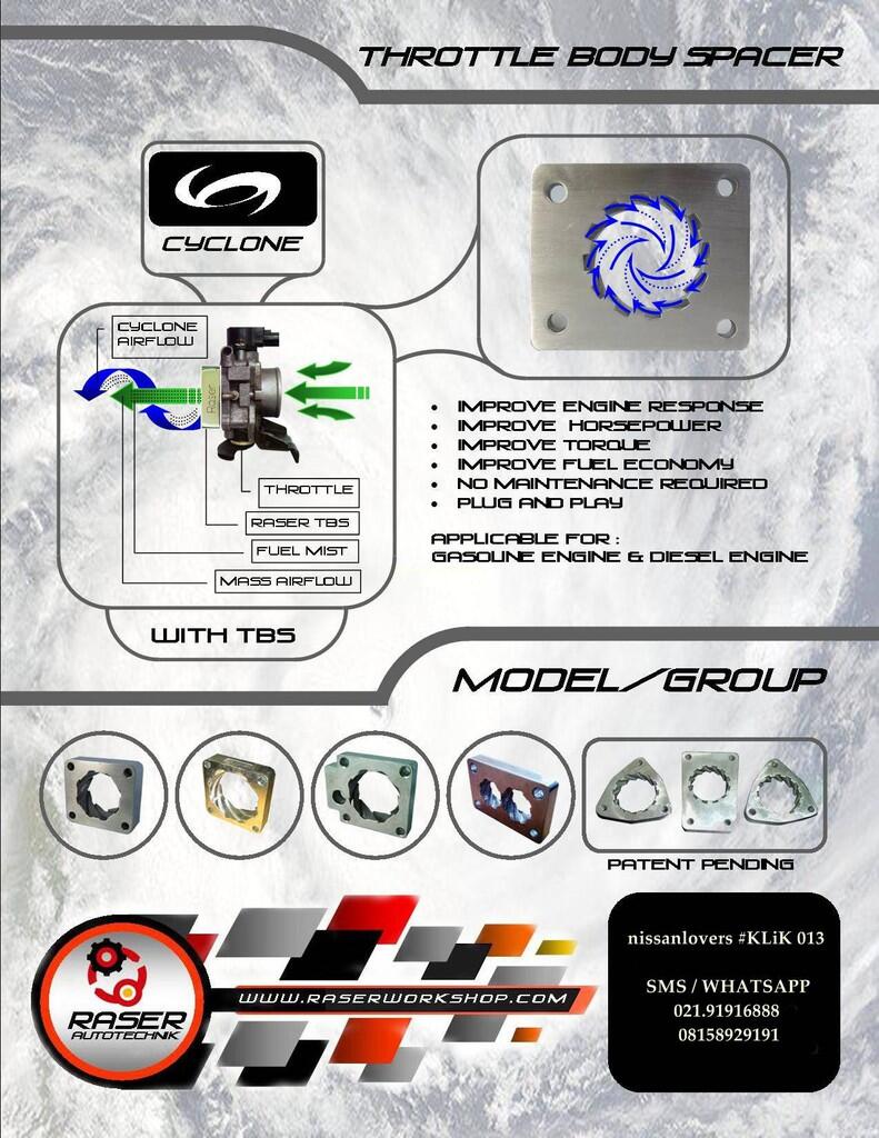 THROTTLE BODY SPACER "RASER" - SOLUSI TARIKAN MOBIL LEMOT