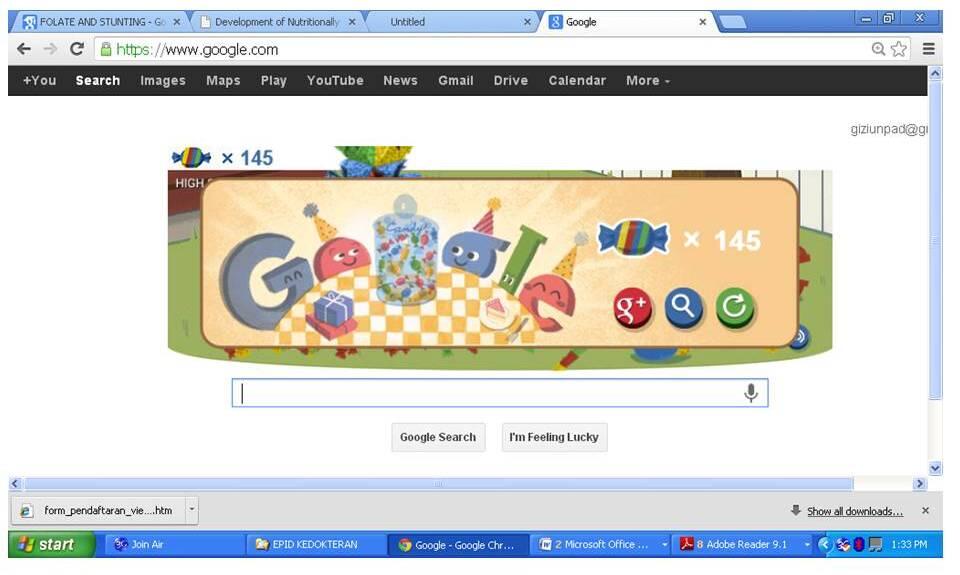 GOOGLE GAME TODAY !! ini skorku, berapa skormu?? masuuuukk !!