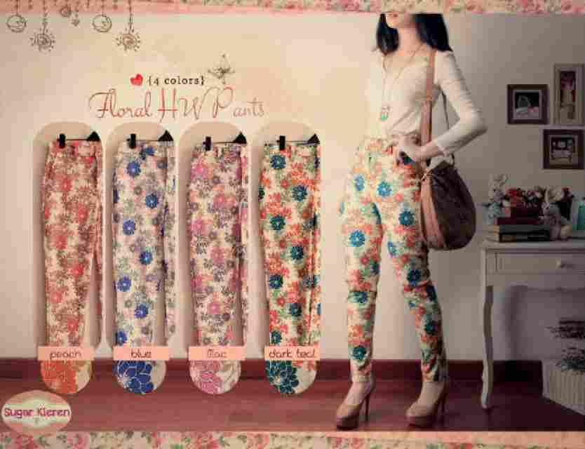 CELANA PANJANG FLORAL/MOTIF BUNGA2 CANTIK FIT TO L