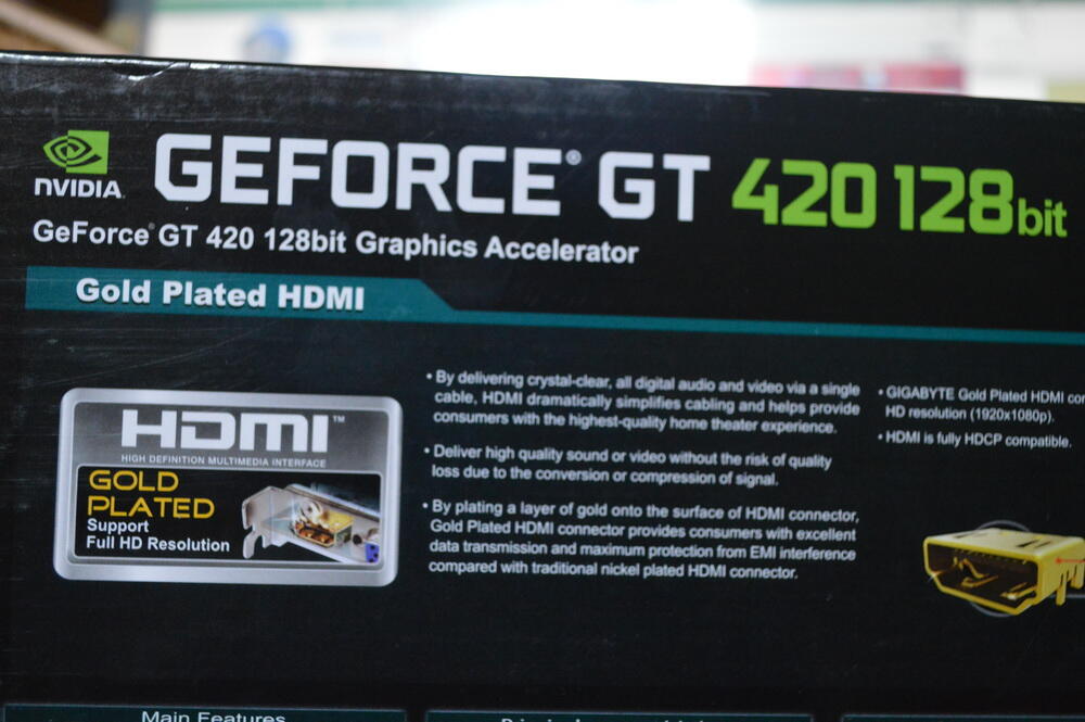 VGA GIGABYTE GT420 2GB DDR3 128BIT FULSET LIKE NEW