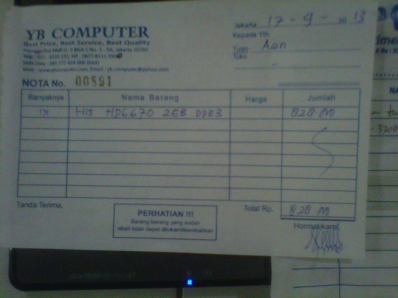 VGA HIS 6670 2 GB DDR3 128bit baru pake 6 hari