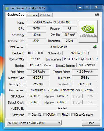 VGA grafis nvidia quadro fx3400/4400
