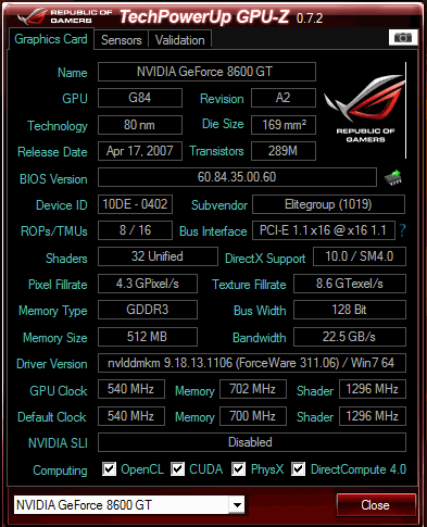 8600 GT 512 / 128bit