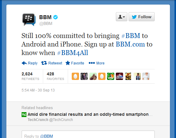 Meski Gagal, BlackBerry Masih Ambisius Untuk BBM for Android. (PHP mulu ah)