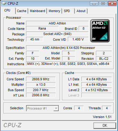 ATHLON X4 620 ... TRUE QUADCORE