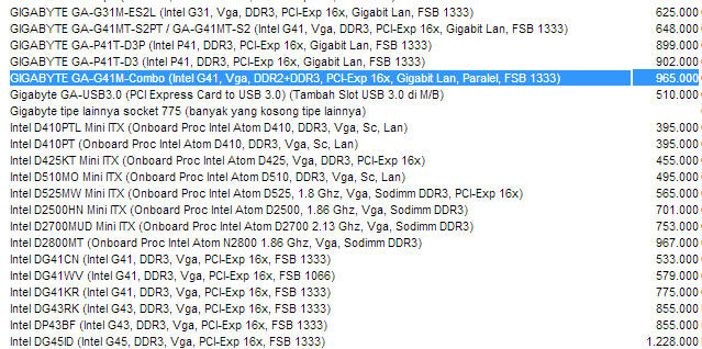 MOBO ( MOTHERBOARD ) GIGABYTE murah Bogor