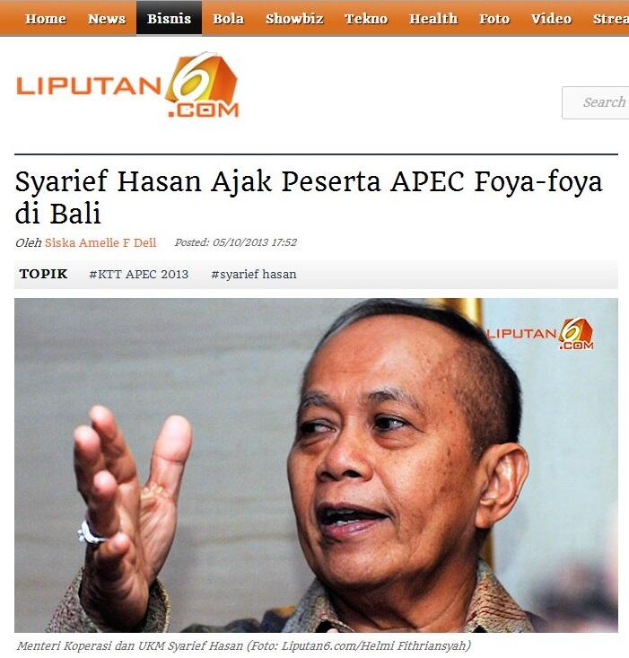 &#91; Menteri &#93; Syarief Hasan Ajak Peserta APEC Foya-foya di Bali