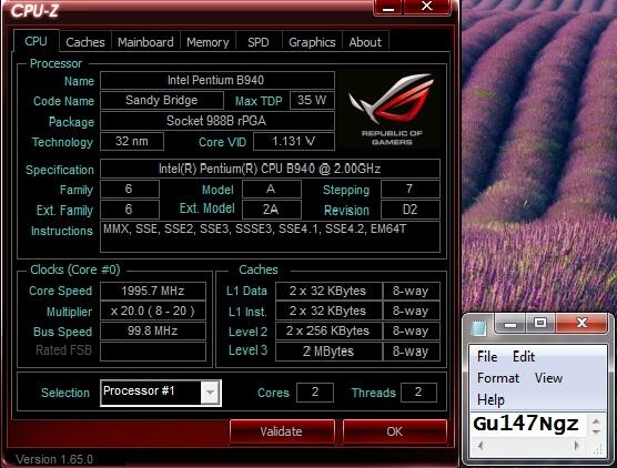 Processor Intel Pentium B940 2.00Ghz <> Copotan Asus A43SJ (Bandung Timur) << BU