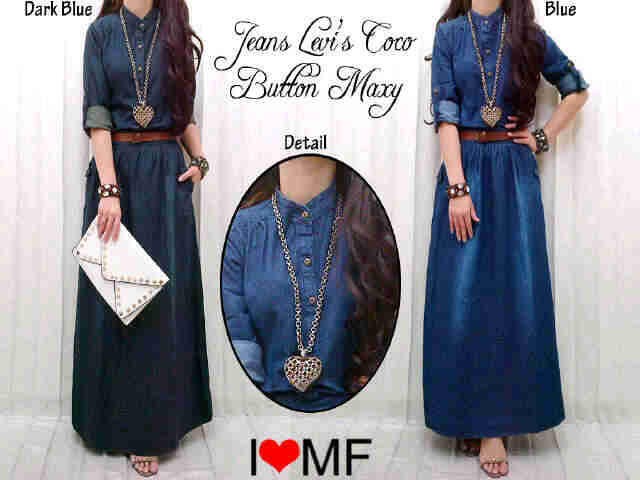 Baju busana muslim wanita Maxi jeans levis coco button + belt