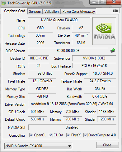 Vga QUADRO FX4600 tangerang banten