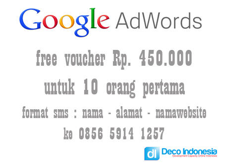 bagi bagi voucher iklan GOOGLE ADWORD unutuk 10 orang/website