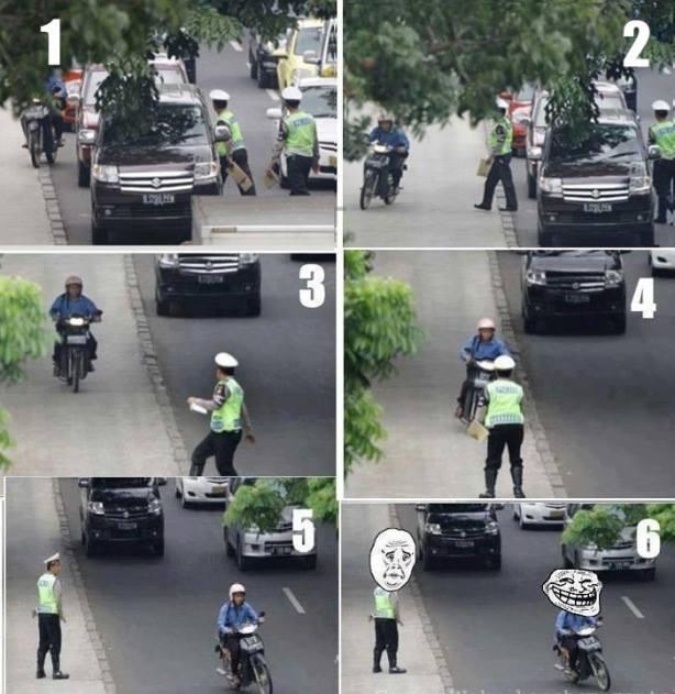 POLISI DIKERJAIN PENGENDARA MOTOR (TROLLING)