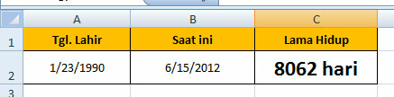 EXCEL : Bisa menghitung jumlah hari usia anda ( trik )