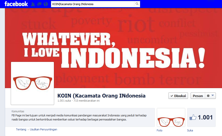 &quot;Alhamdulillah,Gerakan KOIN (Kacamata Orang Indonesia) sudah tembus 1000 Like.