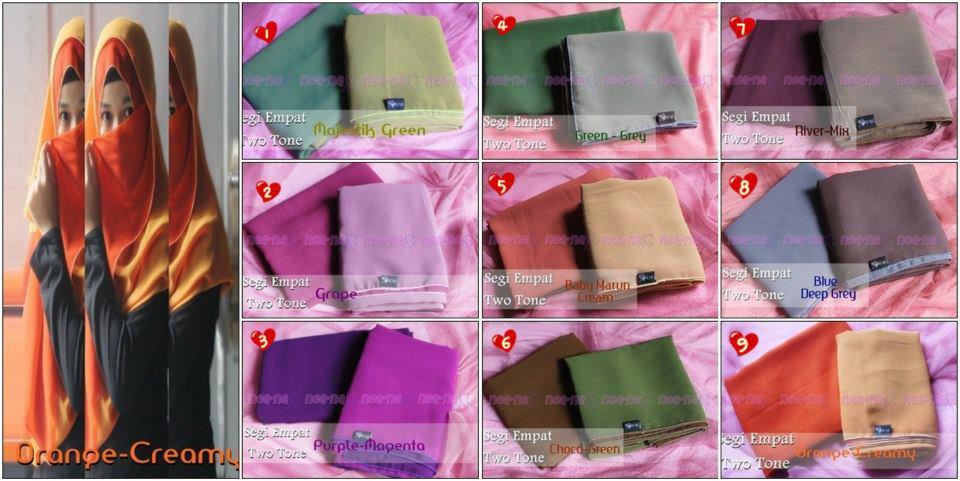 Pashmina dan Jilbab Segi Empat Two Tone