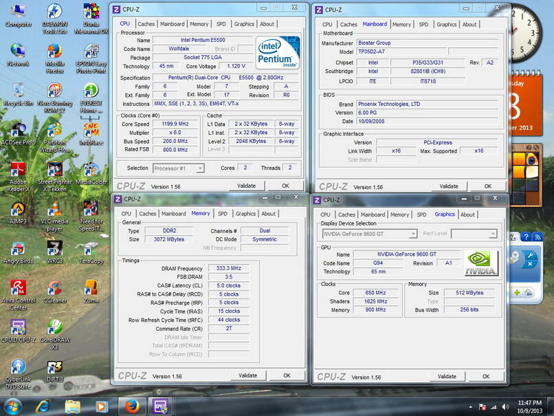 Paketan Intel Dual core + Mb Biostar P35 + ram ddr2 + VGA gf 9600gt masuk gan