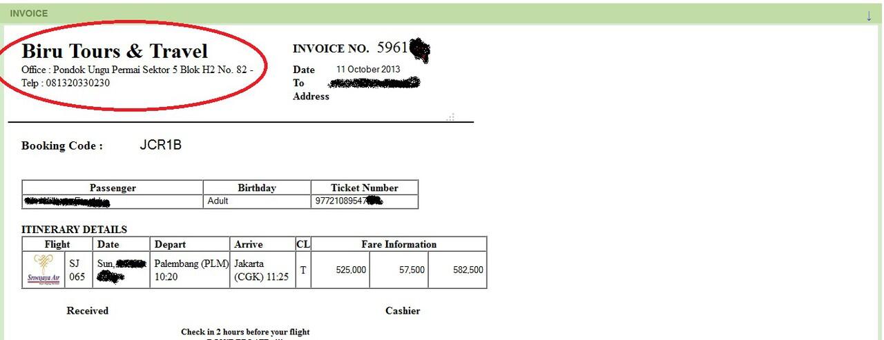 Contoh Invoice Tiket - JobsDB