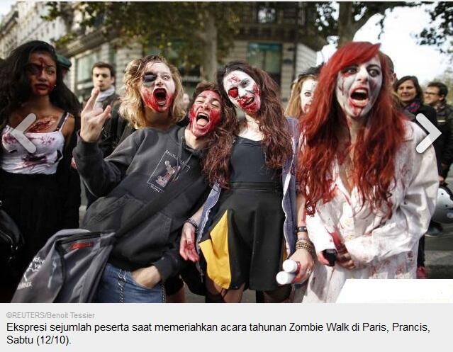 Meriahkan 'Zombie Walk', warga Paris berubah jadi mayat hidup