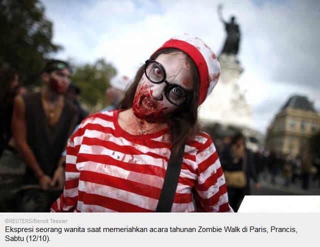 Meriahkan 'Zombie Walk', warga Paris berubah jadi mayat hidup