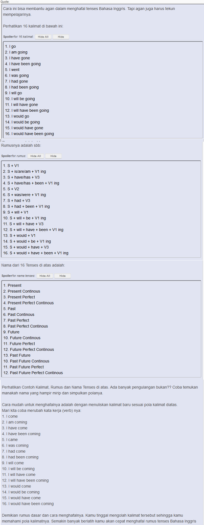 Cara Mudah Menghafal Tenses Bahasa Inggris