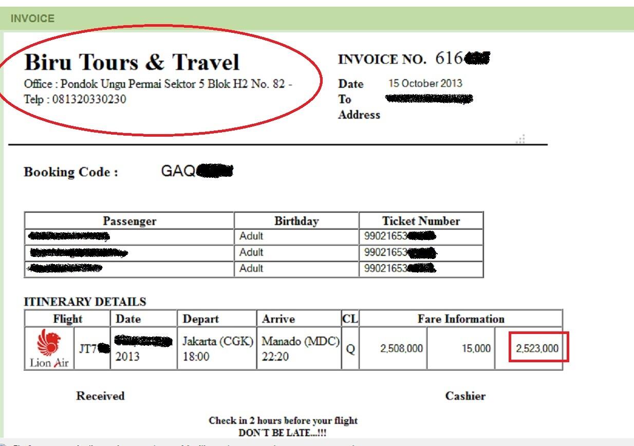 Contoh Invoice Tiket Pesawat - Fir Saw