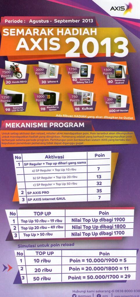 SHARE!! PROGRAM AXIS SEMARAK HADIAH, BANYAK CACATNYA!!!