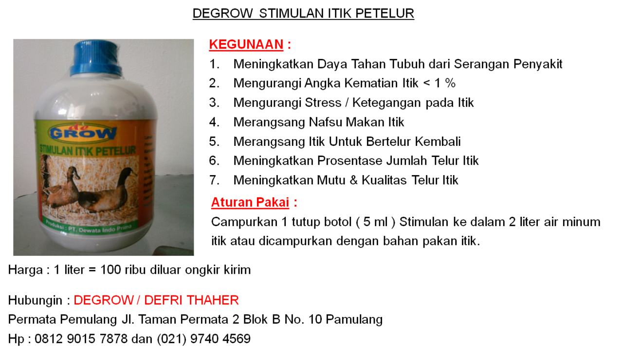 DEGROW STIMULAN ITIK PETELUR
