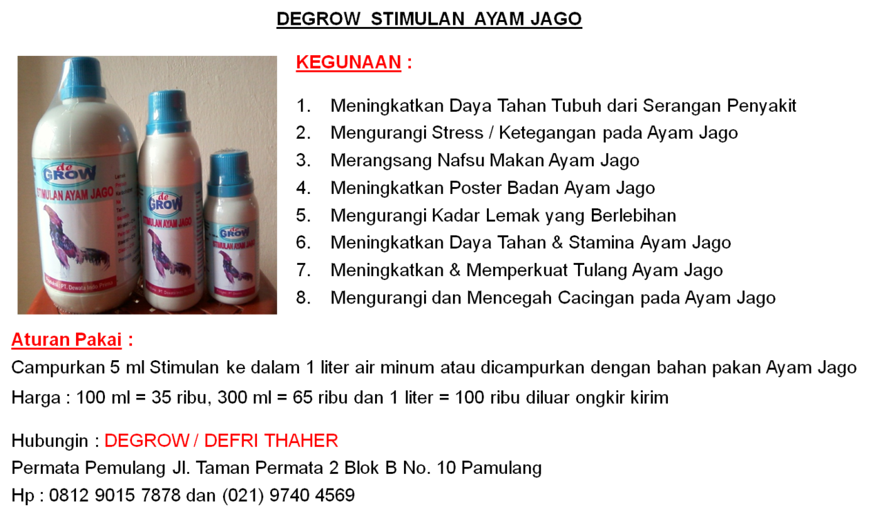DEGROW STIMULAN AYAM JAGO