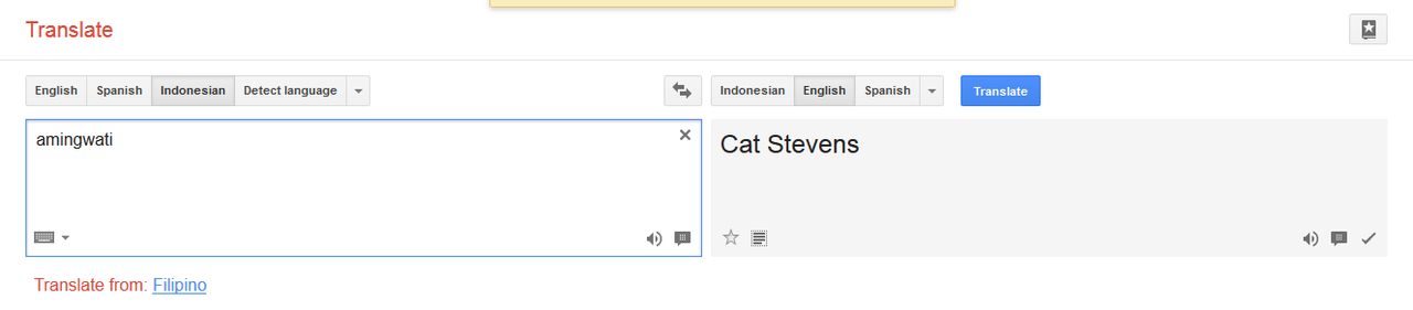 Amingwati di Google Translate