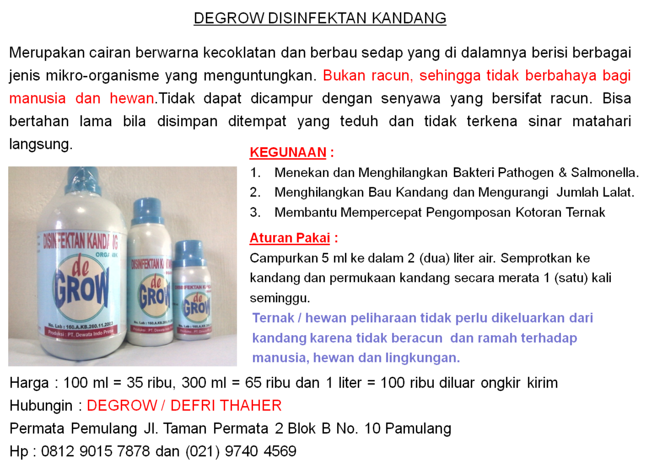DEGROW DISINFEKTAN KANDANG
