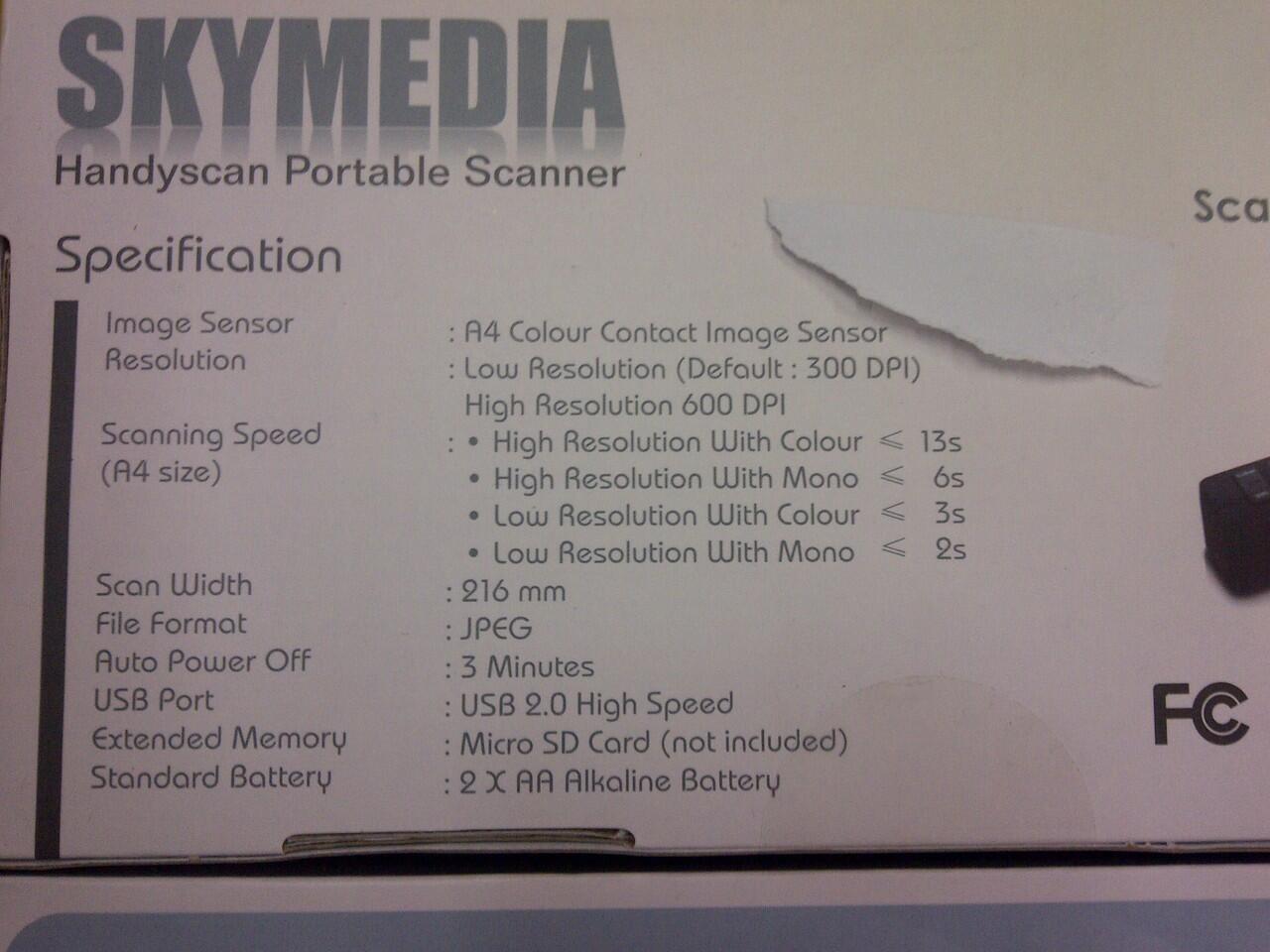 PORTABLE SCANNER SKYMEDIA PS4100, PORTABEL SCANER KARTU NAMA A4,A3 MOUSE LG