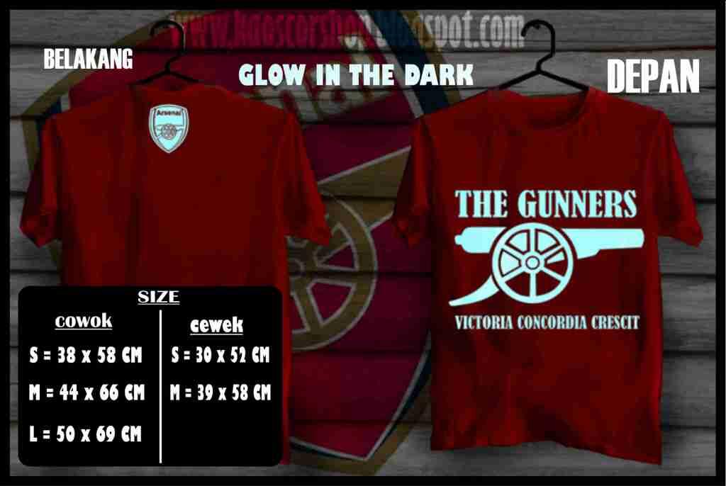Ready Stock kaos Arsenal Glow In Dark