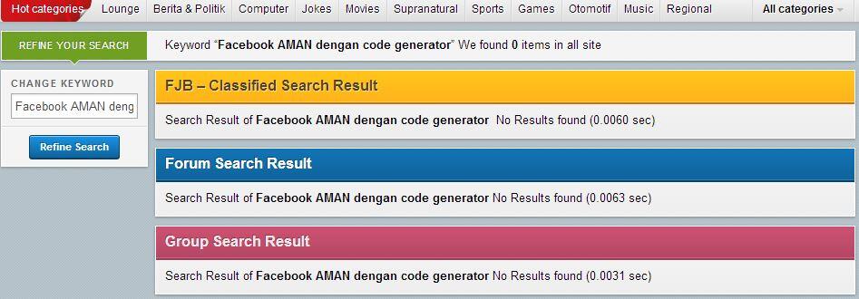 Facebook AMAN dengan code generator