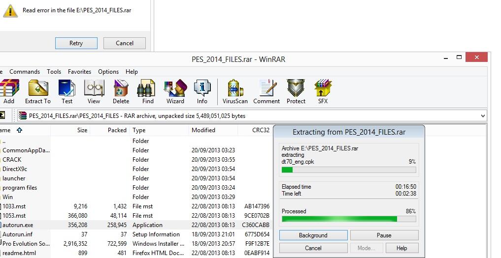 PES 2014 tidak bisa diekstrak !