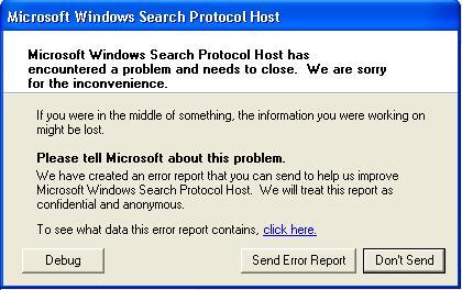 &#91;HELP&#93; Muncul Error Microsoft Windows Search Protocol Host