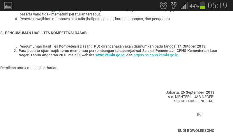 Hasil TKD Kemlu molor terus