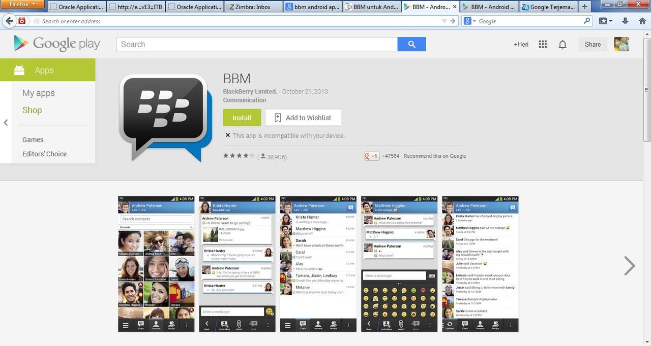 Tak semua handset Android kompatibel untuk BBM