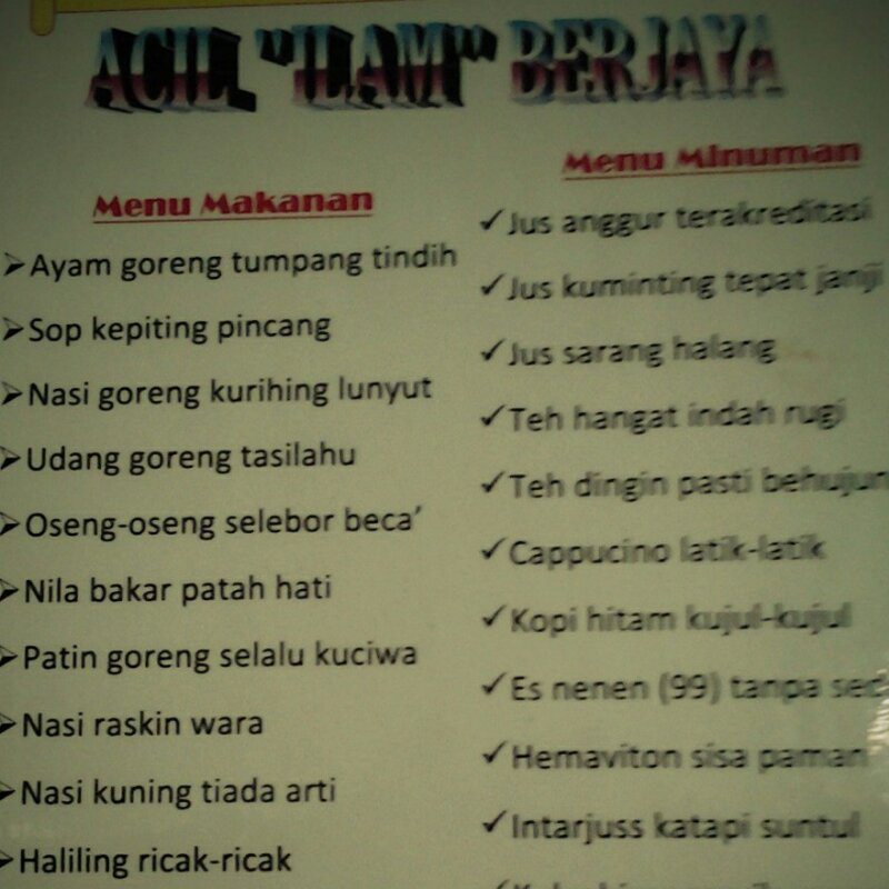 Menu makanan dan minuman telucu gan